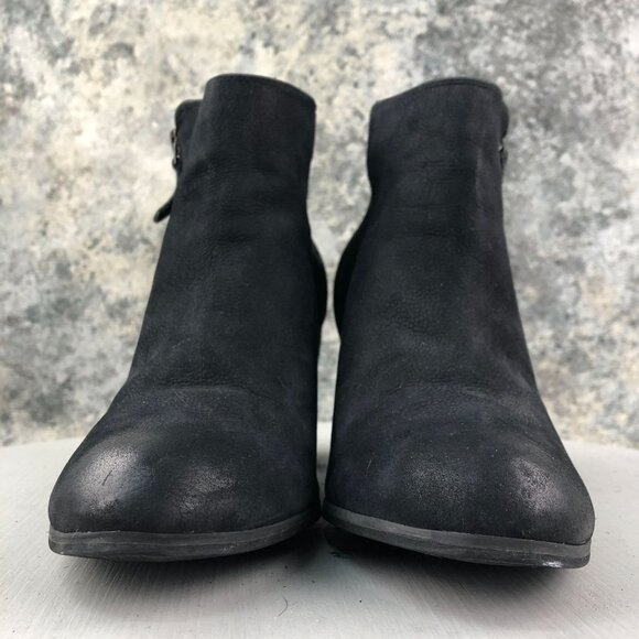 BP Women's Size 9M Trolley Black Leather High Heel Side Zip Ankle Booties Boots - Picture 2 of 15